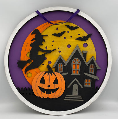 3D Halloween Fall Wreath Sign for front door