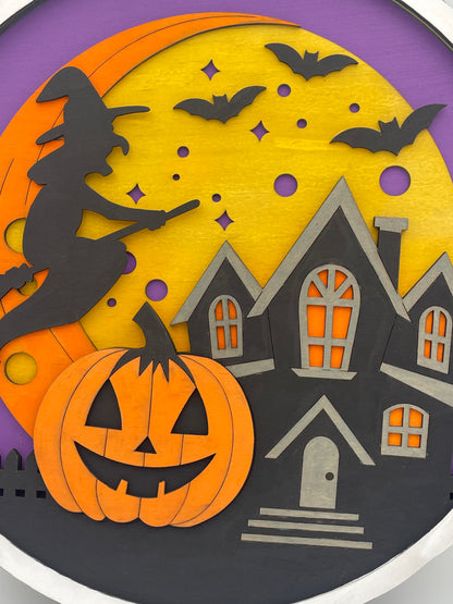 3D Halloween Fall Wreath Sign for front door