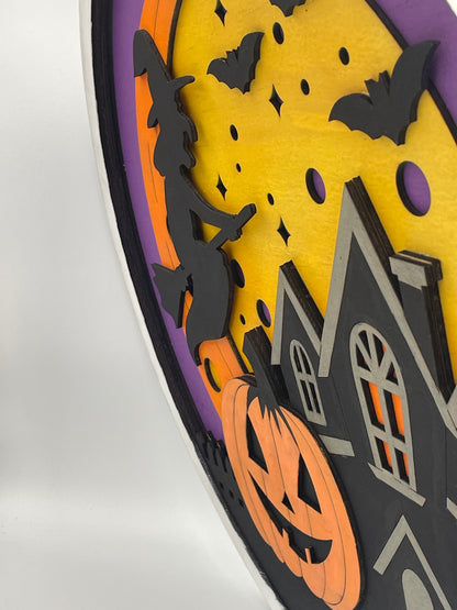 3D Halloween Fall Wreath Sign for front door